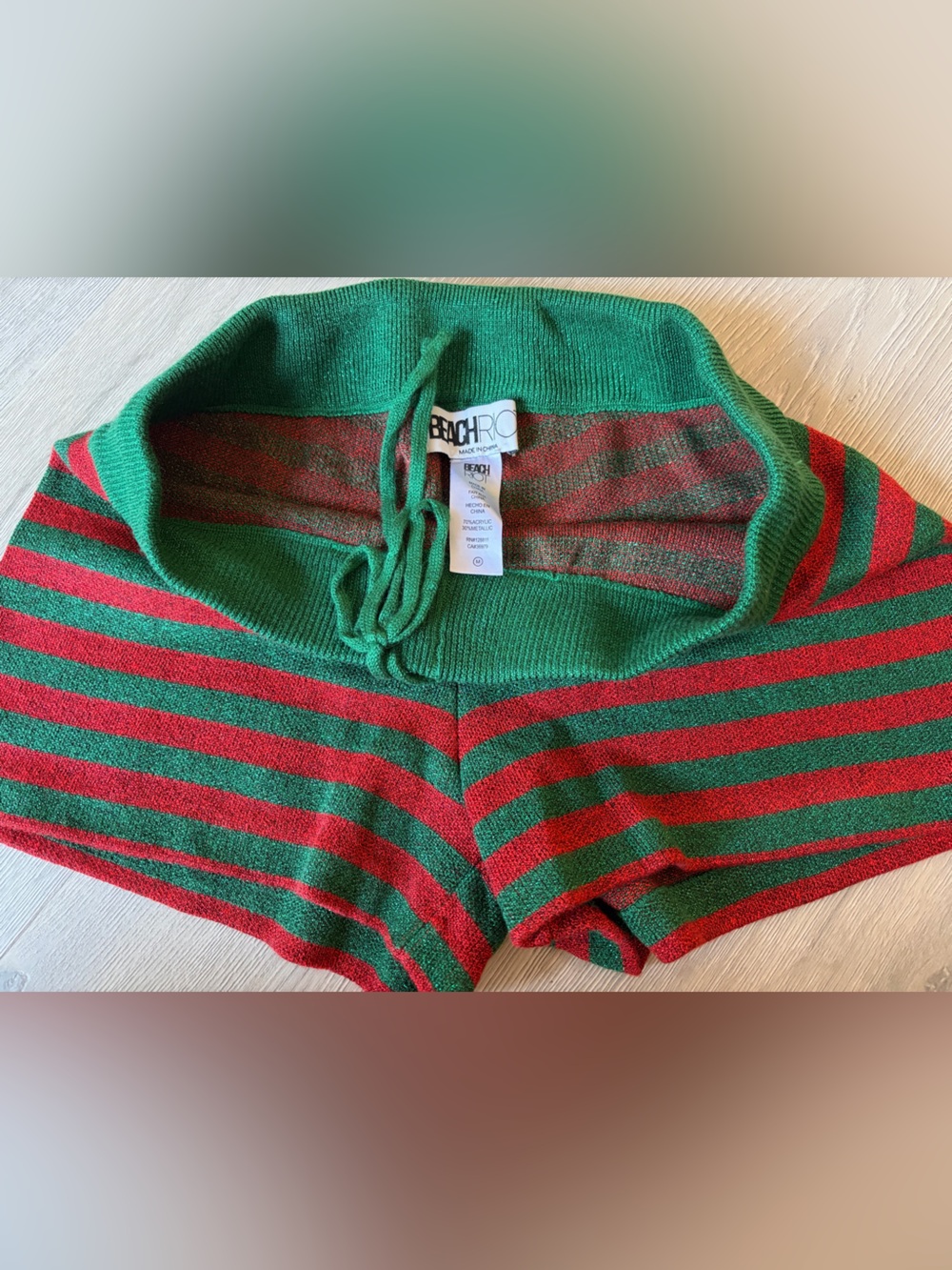 Beach Riot sparkling Green and Red Striped lounge Shorts